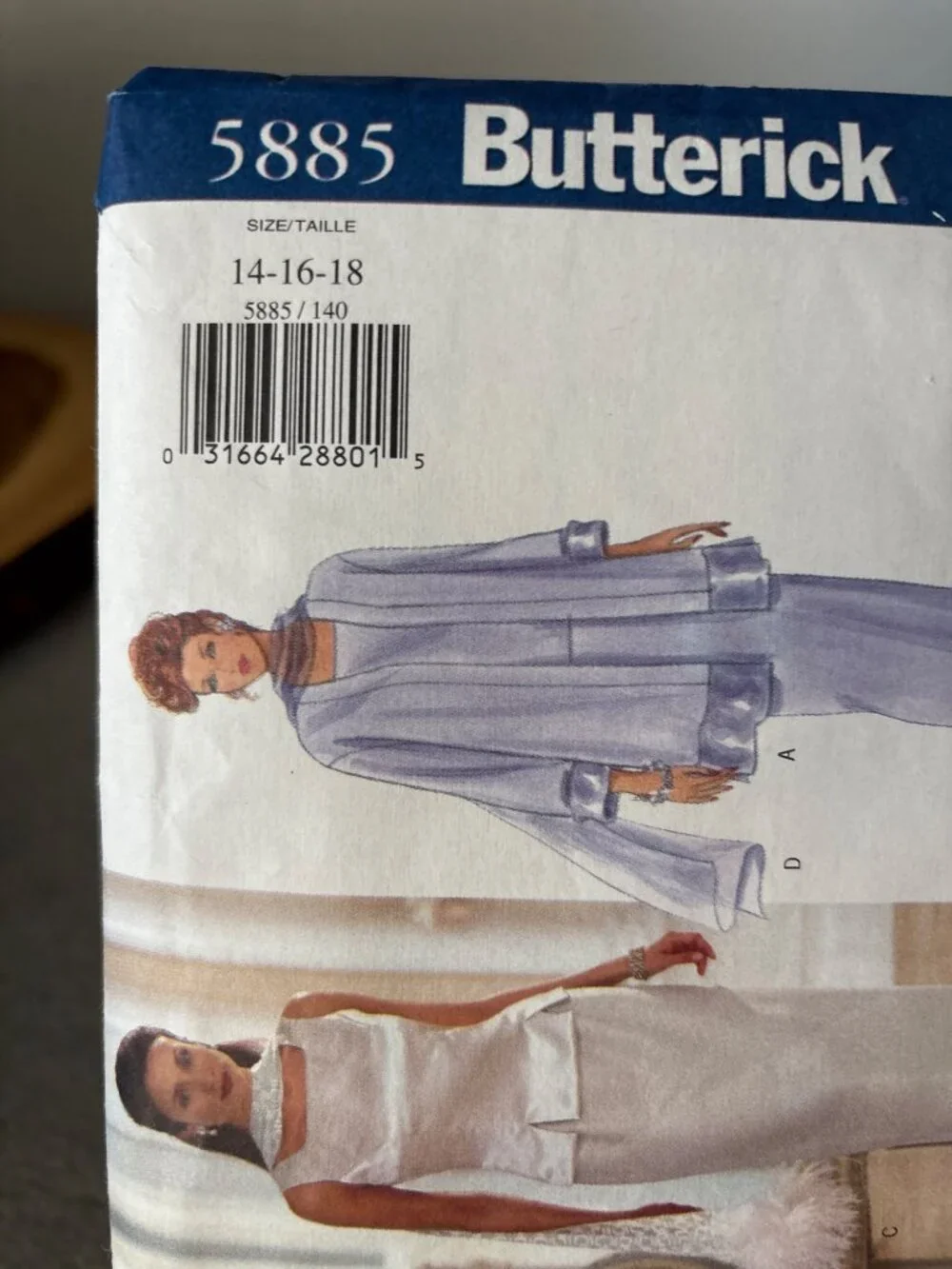Butterick 5885 Sewing Pattern Duster Shirt Skirt Pant Size 14 16 18 Uncut 1998
